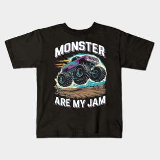 Monster Trucks Are My Jam Monster Truck Kids T-Shirt